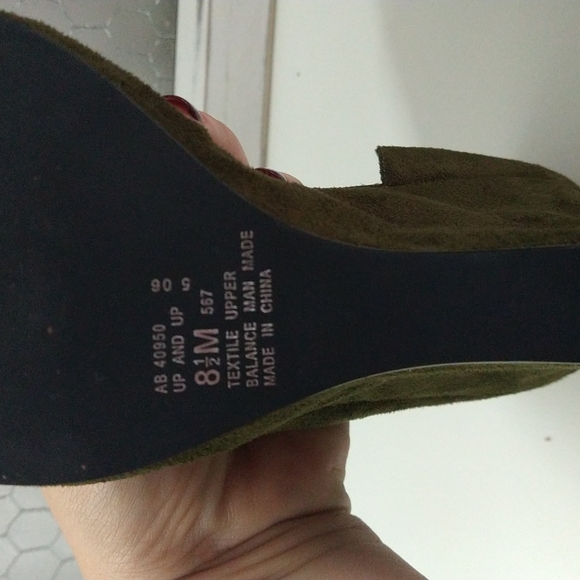 Apostrophe Textile Suede Peep-Toe Wedges - Picture 6 of 9